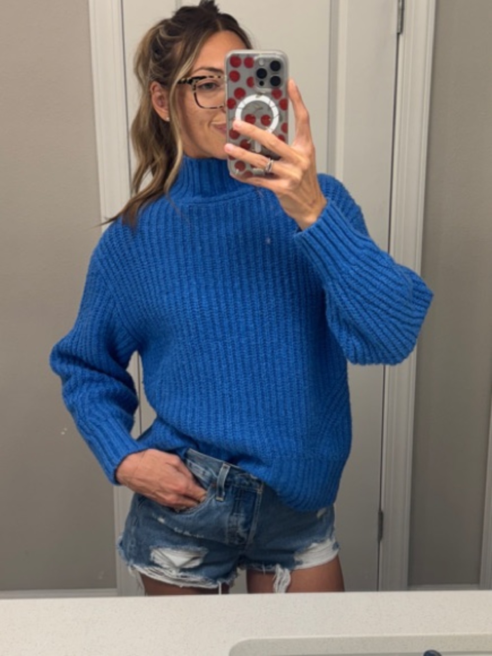 Maeve Cobalt Blue Ribbed Turtleneck Sweater